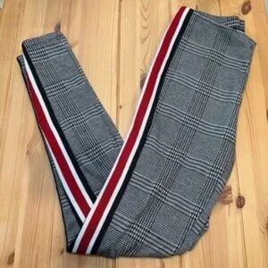 Stylish Plaid Pants with Red Stripe